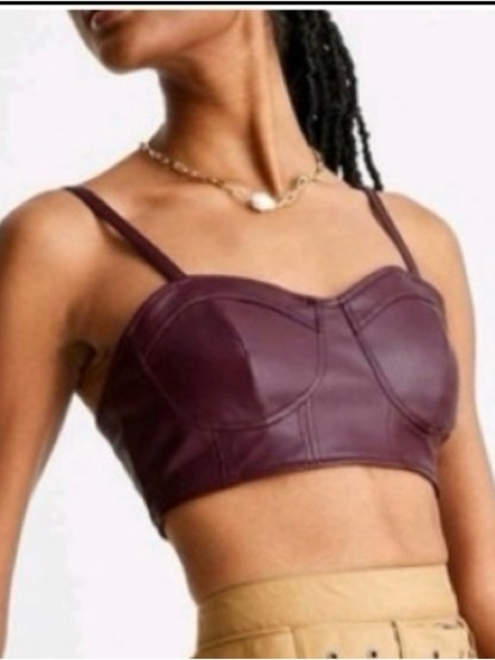 Target Plum Faux Leather Bustier Crop Top